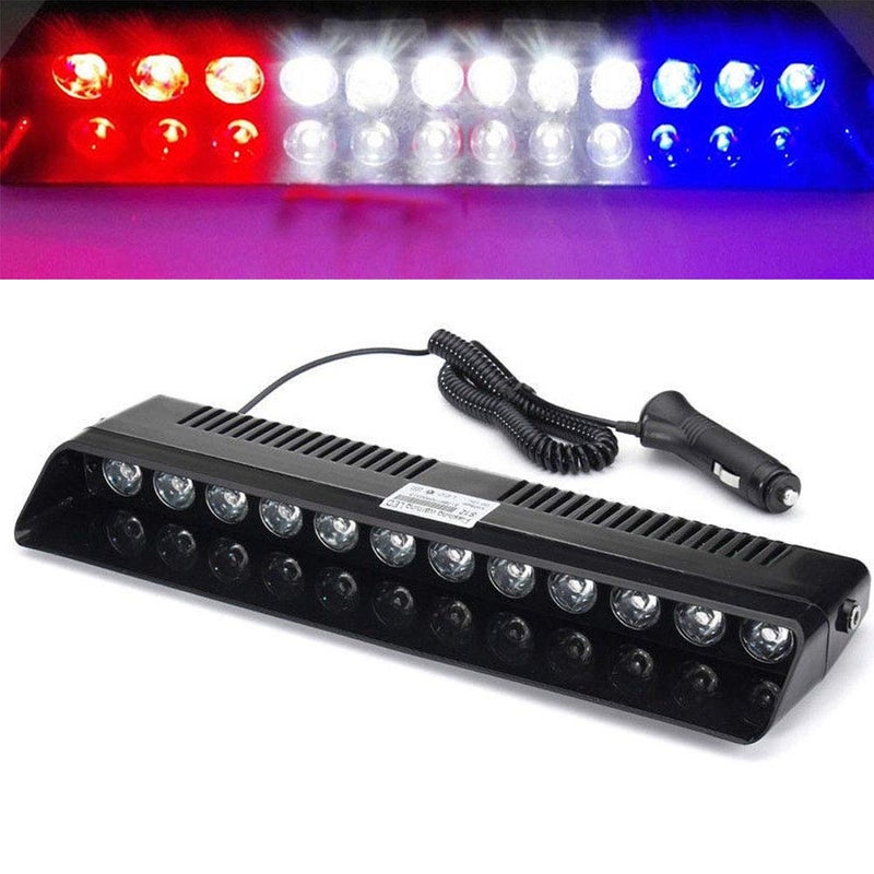 XTAUTO LED Emergency Strobe Light 12V Windshield Dash Dashboard Interior Flash Roof Hazard Warning Light Bar for Car Truck Vehicle w/Suction Cups Red White White Blue - Image 1